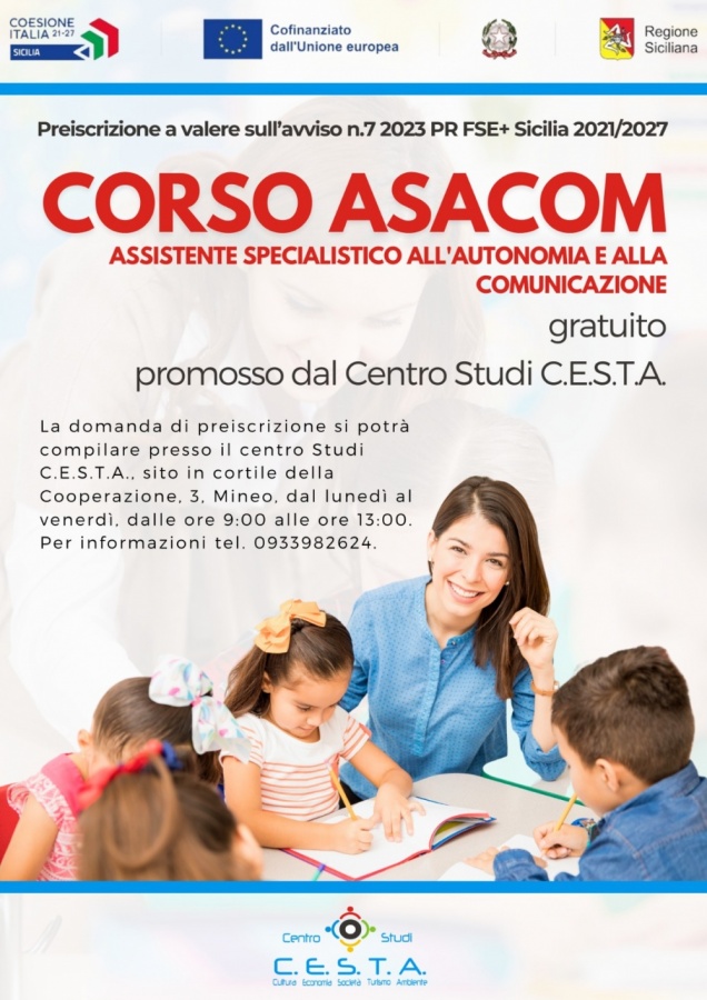 Formazione professionale: il Centro Studi C.E.S.T.A. promuove un Corso ASACOM gratuito