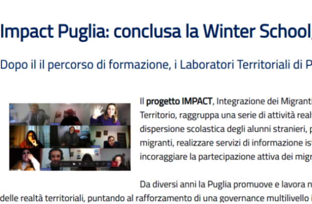 Impact Puglia: conclusa la Winter School, al via i Living Labs.
