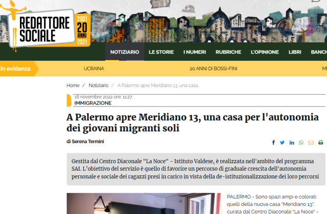 A Palermo apre Meridiano 13, una casa per l'autonomia dei giovani migranti soli
